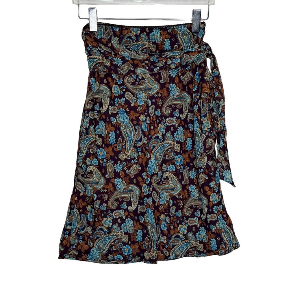 Copper Key Y2K Skirt M Dark Paisley A Line Midi Grunge 90s Brown Blue